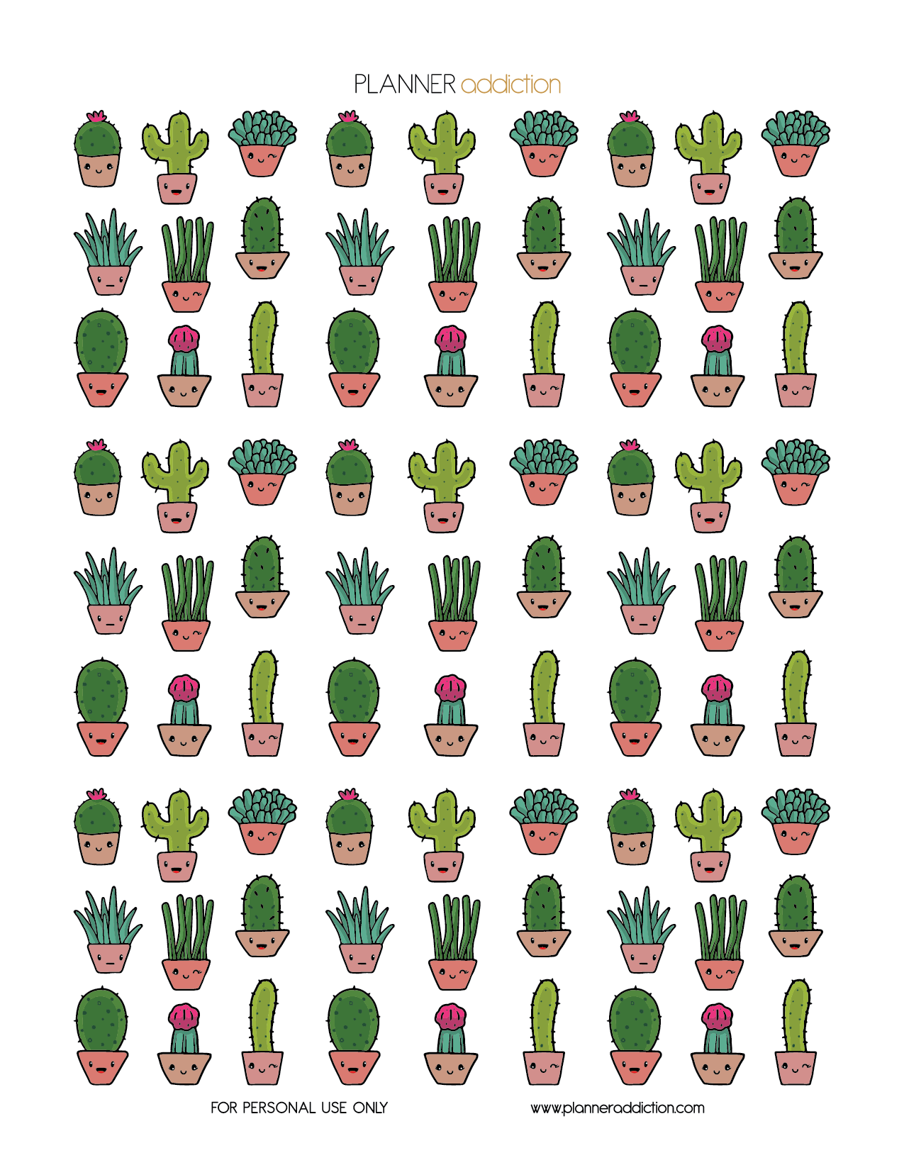 Imprimible Cactus Planner Addiction